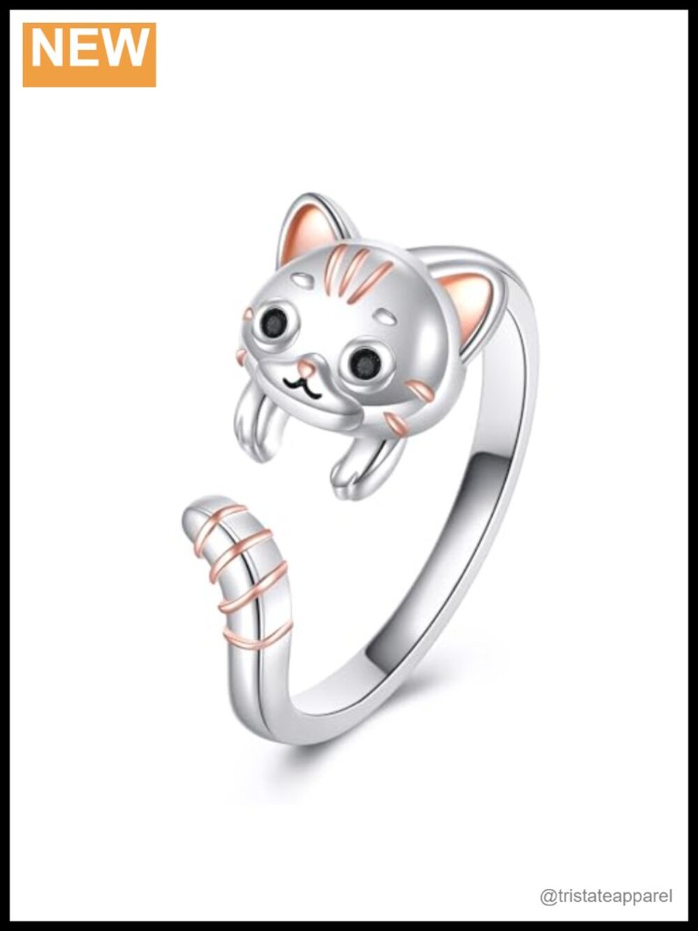 Sterling Silver Cat Ring Open Adjustable Statement Jewelry Gift Size 7